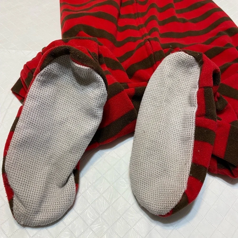 Just One You Carters one piece footed fleece pajamas 100% poly red brown…